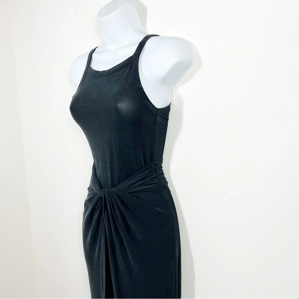AllSaints Sami Cupro Knot Front Maxi Dress Size 0 in Black New All Saints - Picture 3 of 14